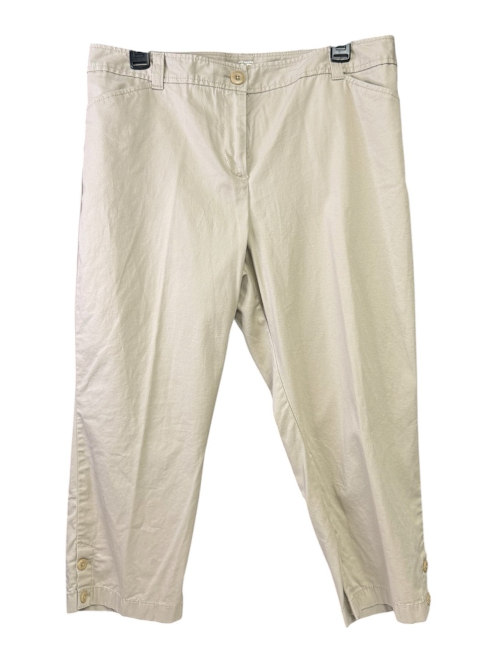 LOFT 12P curvy crop Light Beige Cropped Capris with Button Hem Tabs